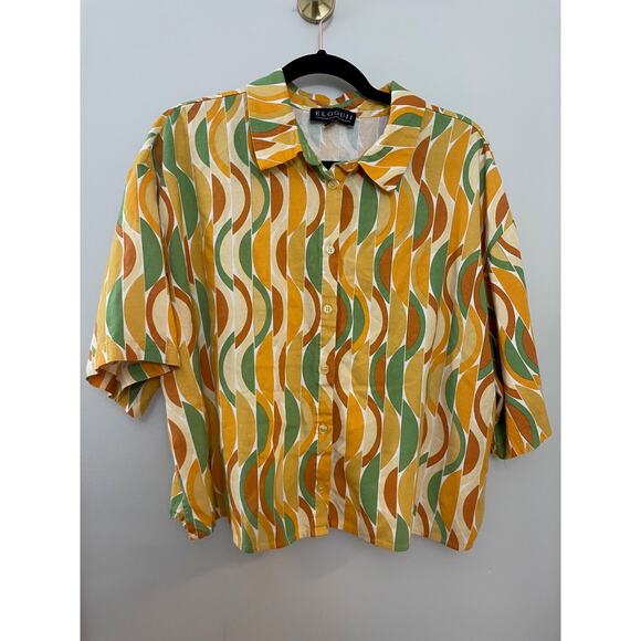 Eloquii Retro 70's Disco Funky Linen Blend Two Piece Set Sz 16 - Picture 3 of 7